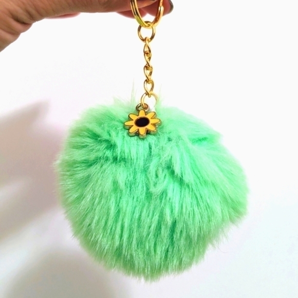 Host Pick 🖤 Light  Green Pom Pom Keychain | Brand New & Handcrafted by Me - Picture 1 of 1